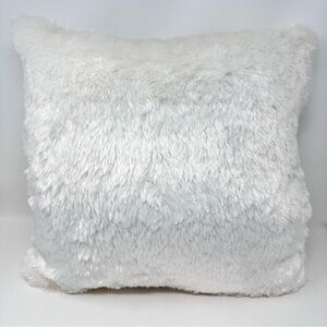 Faux Fur Fluffy Throw Accent Pillow White 19” x 19”